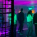 Party with neon lights in warehouse for rent